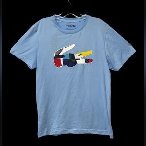 Lacoste SPORT Men's Patchwork Crocodile Print T-shirt in Blue TH0822-51 HBP